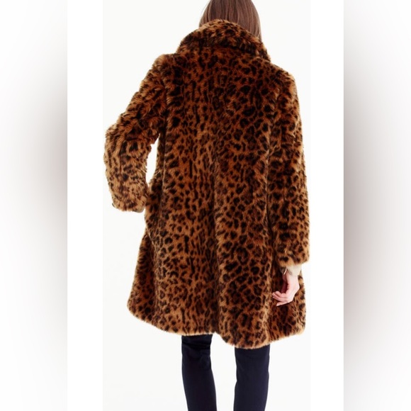 Jcrew leopard print faux fur coat - Picture 2 of 4